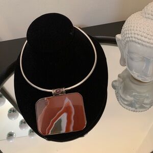 PENDENT ONLY This beautiful semi precious pendant in sterling silver case.